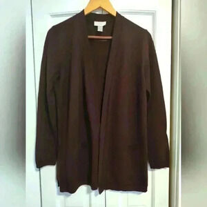 LOFT Women's 100% Cotton Dark Burgundy Wine Cardigan Sweater | Size Medium